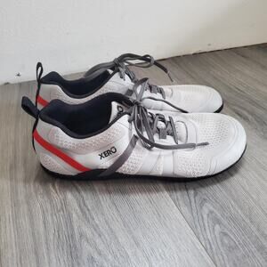 Xero Shoes Prio Neo Shoes Mens Size 11.5 White Gray Red Minimalist Barefoot Gym